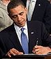 Obama Signing Healthcare Law Obamacare into effect